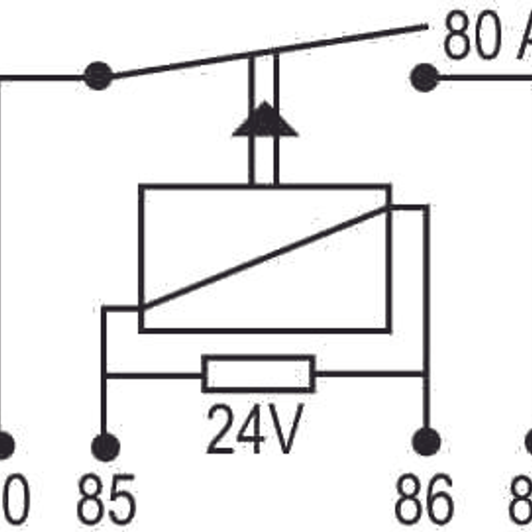Relé Auxiliar Universal 80A – 24V, 4 terminales 2 largos (9,5mm)   8221 3
