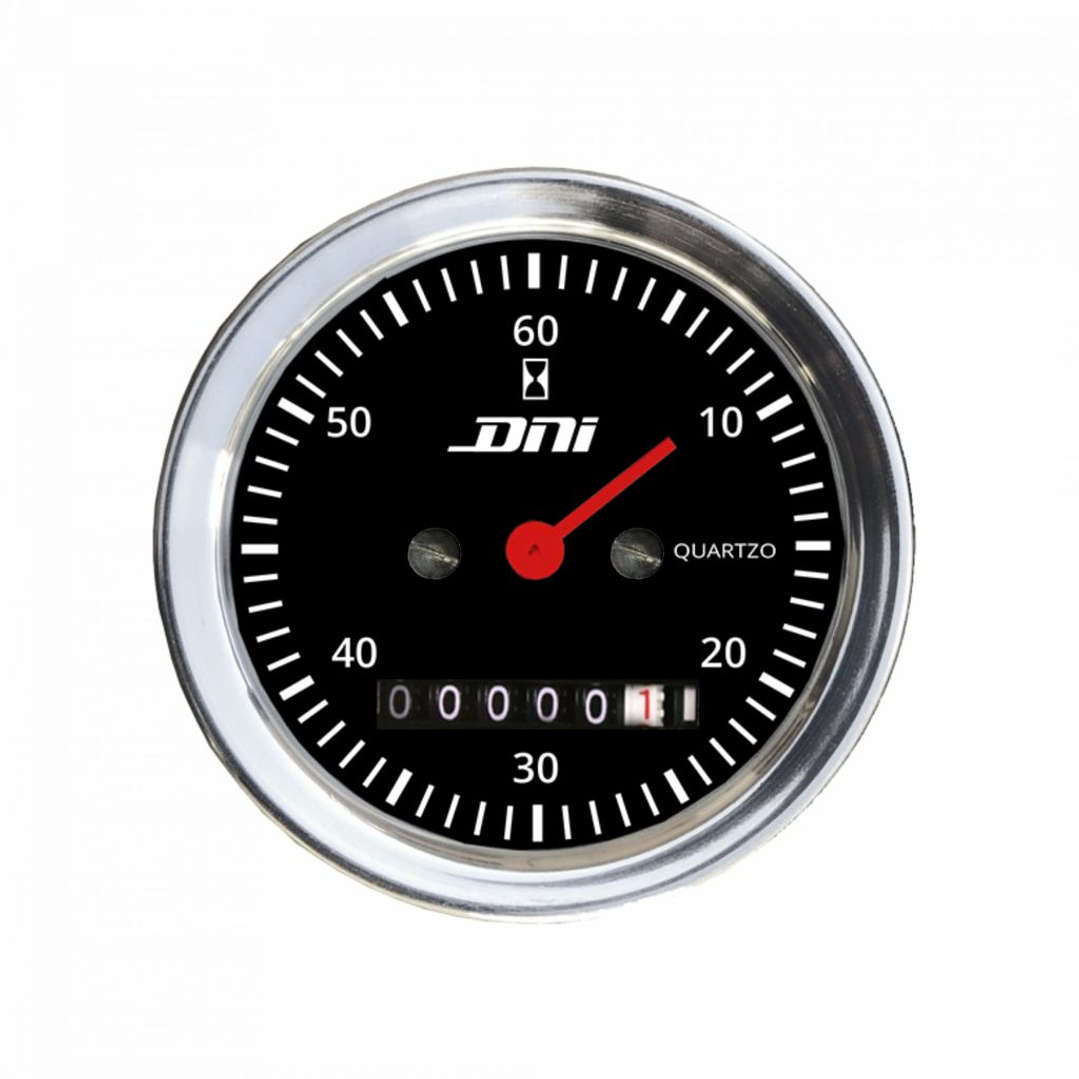 Horómetro Aro Cromado y Fondo Negro Bivolt Universal  4503 1