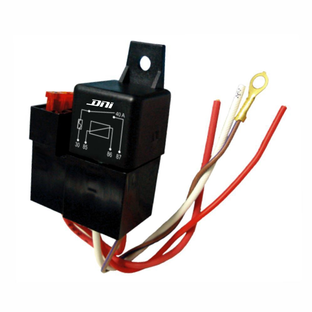 Relé universal con Soquete y fusible 24V 40A, 4 Terminales con soporte 0210 1