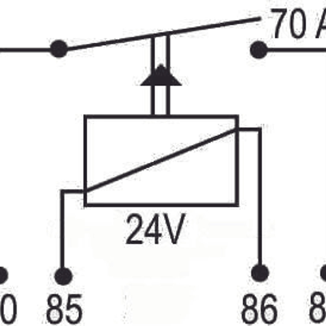 Relé universal con Soquete 24V 70A, 4 Terminales (2 largos 9,5 mm) 7523 3