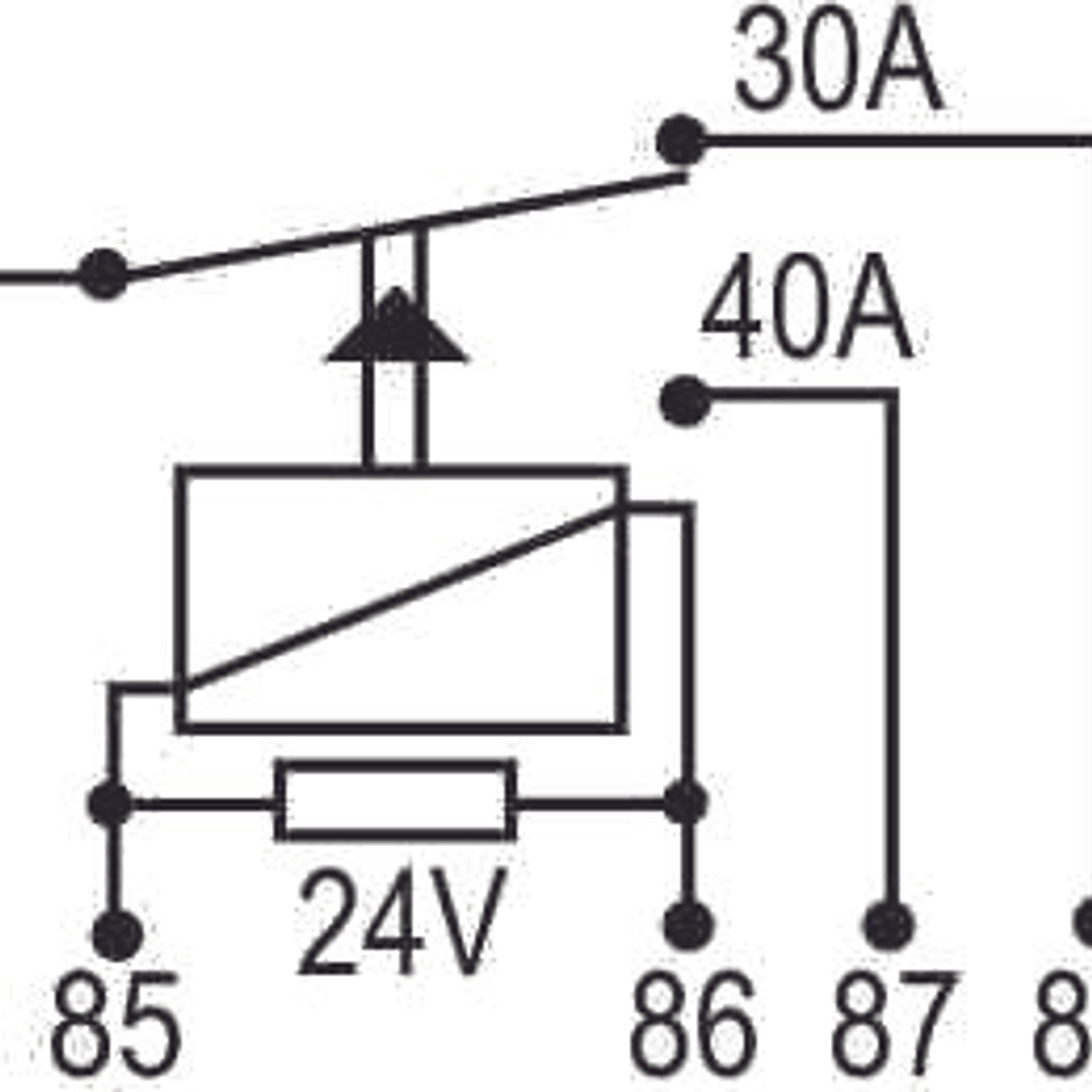 Mini relé universal con Soquete 24V 40/30A, 5 Terminales 7535 3