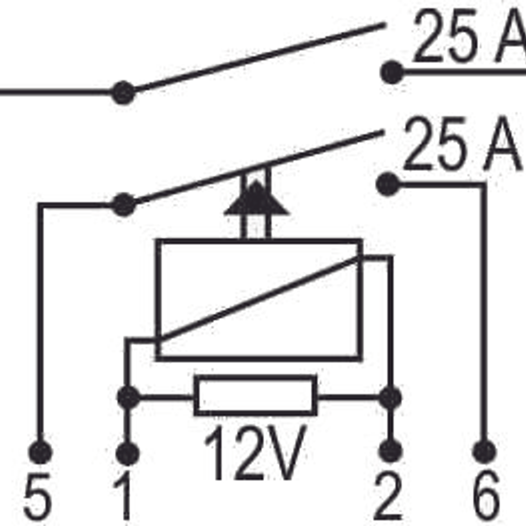 Relay aux universal 12V 2x25A, 6 Terminales. Nissan 8103 3
