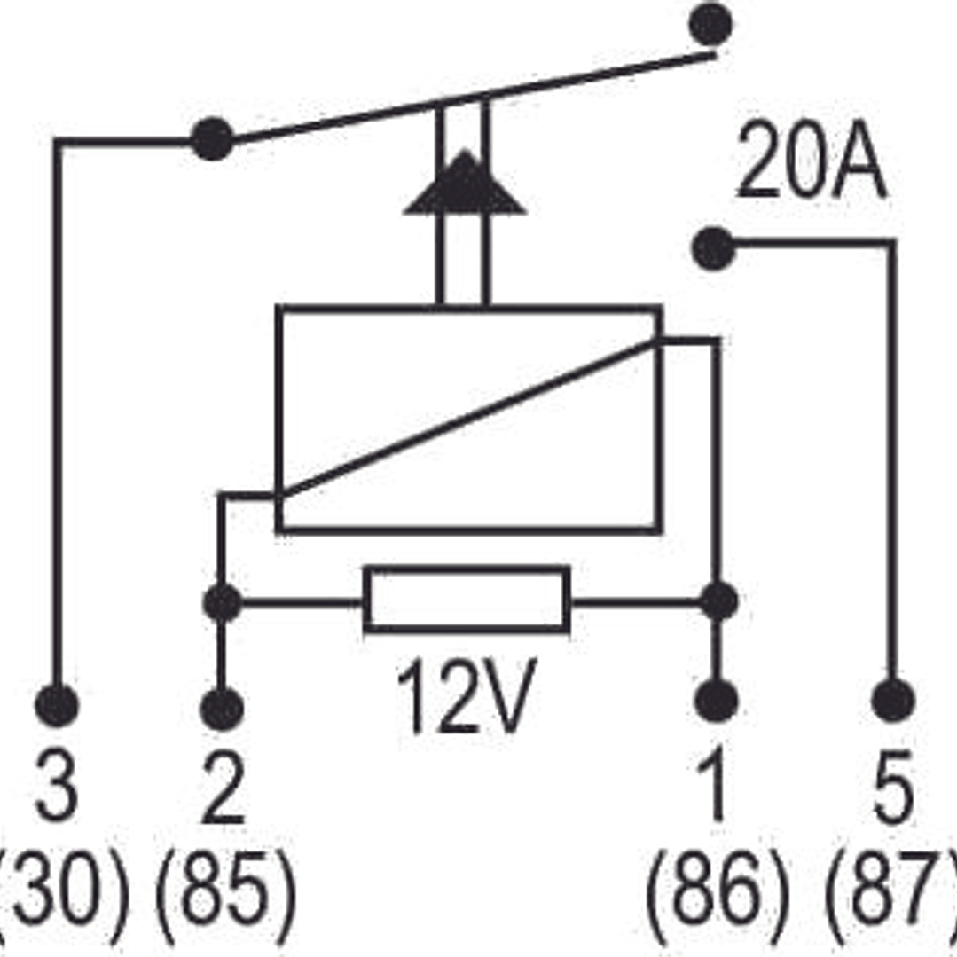 Mini Relé aux 12V 20A, 4 terminales tipo aguja sin soporte  8205 3