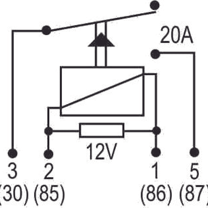 Mini Relé aux 12V 20A, 4 terminales tipo aguja sin soporte  8205 3