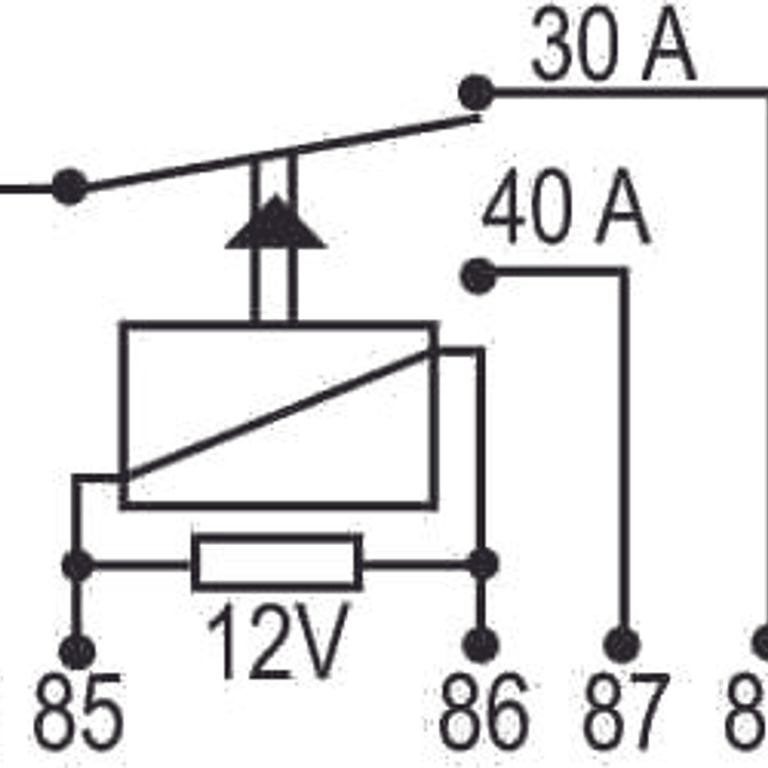 Relé aux reversor 12V  30/40 A, 5 terminales tipo aguja  8119 3