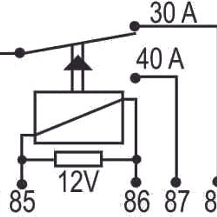 Relé aux reversor 12V  30/40 A, 5 terminales tipo aguja  8119 3