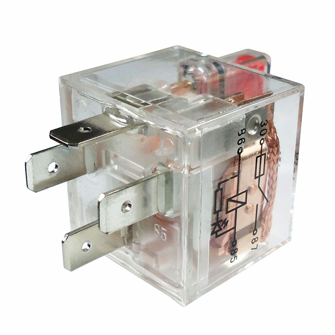 Relé aux inversor transparente con iluminacion led 12V 30/40A 4 terminales  8101 1