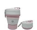 Vaso plegable reutilizable 480 ML  rosado claro