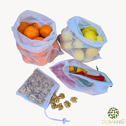 Pack 4 bolsas reusables de material reciclado