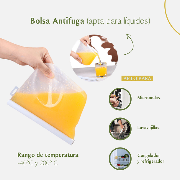 Bolsas de silicona antifugas / Libre de Bpa / De grado alimenticio 2