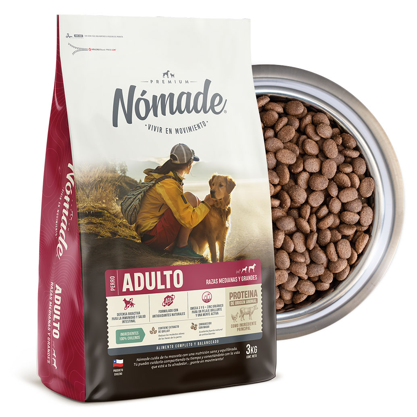 Alimento Premium Nómade Perro adulto Raza Grande y Mediana Mix de sabor Formato 20kg 2