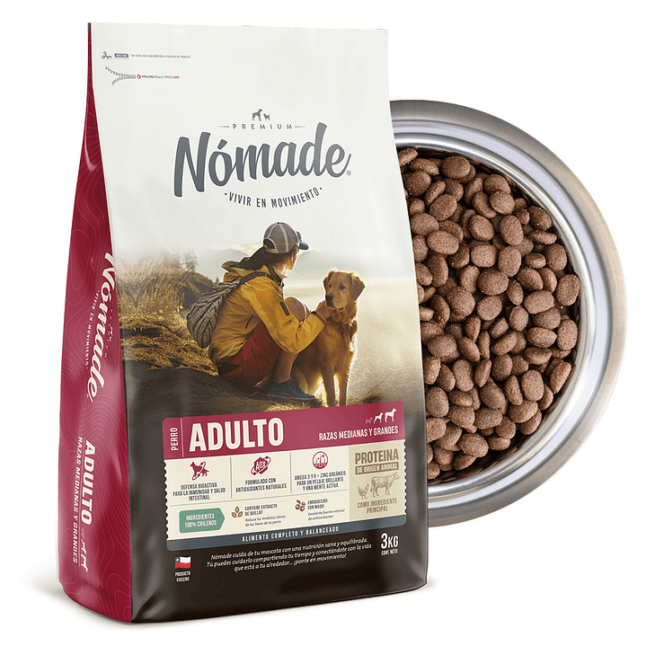 Alimento Premium Nómade Perro adulto Raza Grande y Mediana Mix de sabor Formato 20kg 2