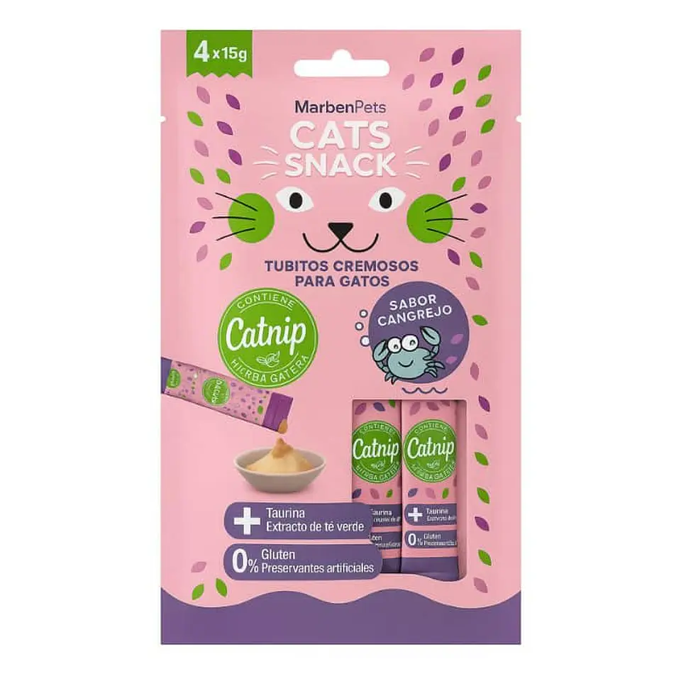 MarbenPets Cremoso Cangrejo Snack 4 unidades con Catnip 1