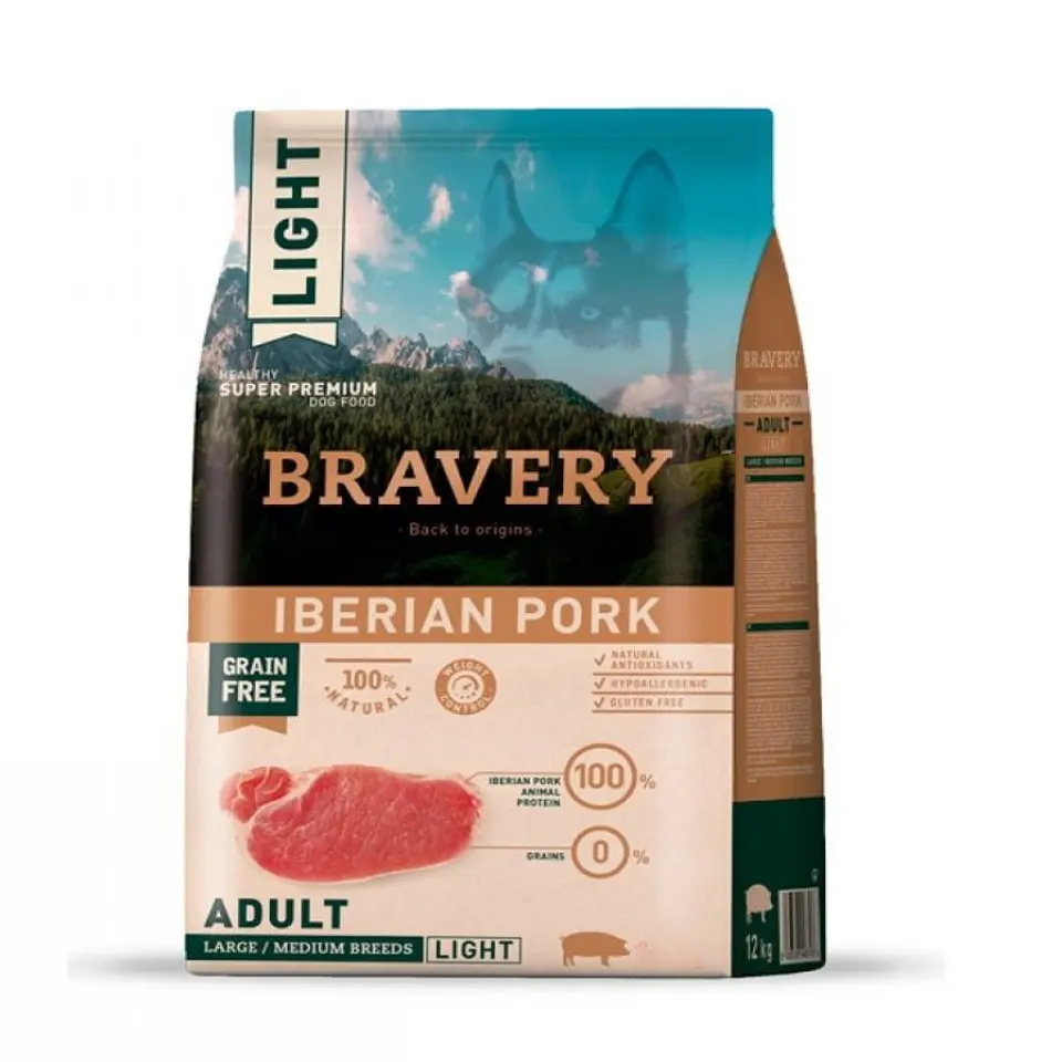 Bravery Cerdo Iberico Light Razas Grandes y Medianas 12 Kg 1