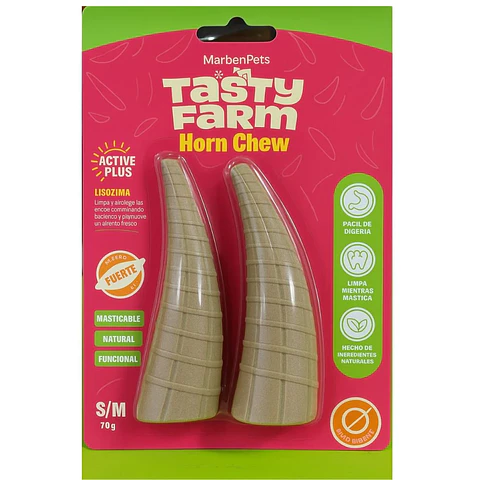 Tasty Farm Cuerno de Vaca Masticable Soporte de Colágeno S/M 70 g