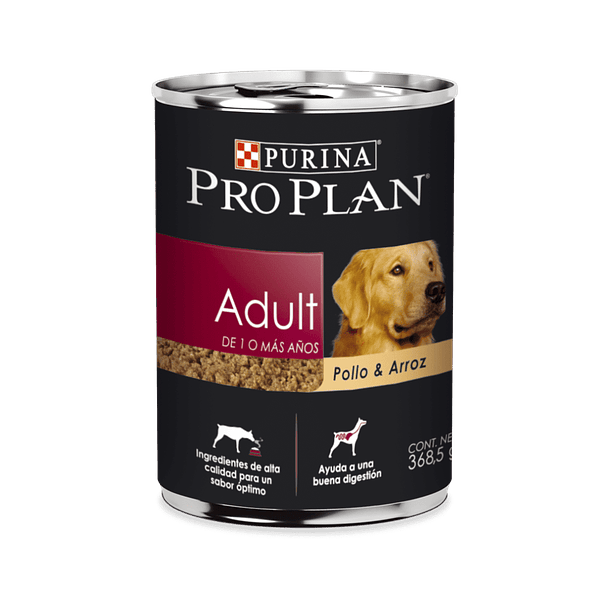 LATA PRO PLAN PERRO ADULTO POLLO Y ARROZ 368 g 