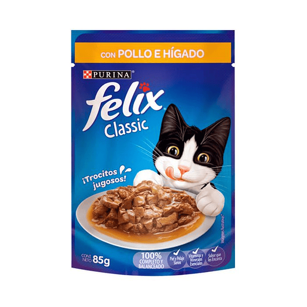 FELIX SOBRE GATO ADULTO SABOR POLLO E HÍGADO 85 g 