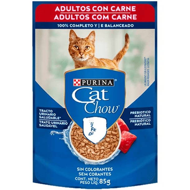CAT CHOW SOBRE GATO ADULTO SABOR CARNE 85 g 