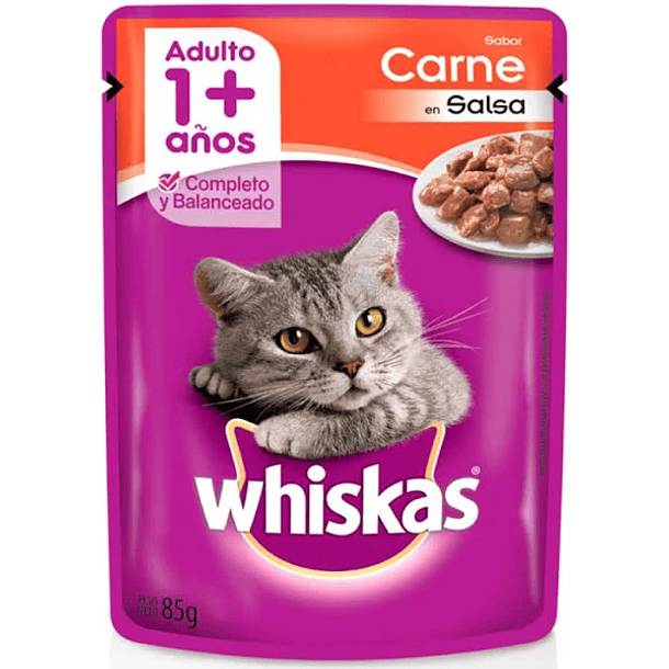 WHISKAS SOBRE GATO ADULTO CARNE 85 g 