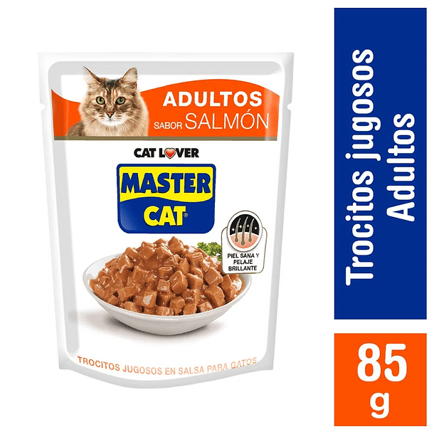 MASTER CAT SOBRE GATO ADULTO SABOR SALMÓN 85 g 