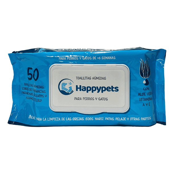 TOALLAS HÚMEDAS HAPPY PETS 50 un. 