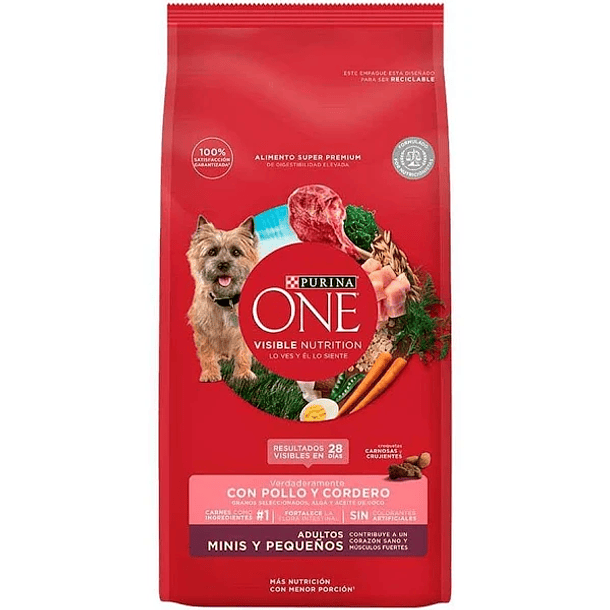 PURINA ONE ADULTOS MINIS Y PEQUEÑOS POLLO CORDERO 6 KG 