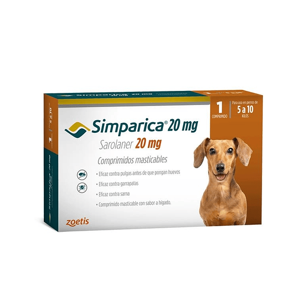 SIMPARICA 20 MG 5 A 10 KG 1 COMPRIMIDO 