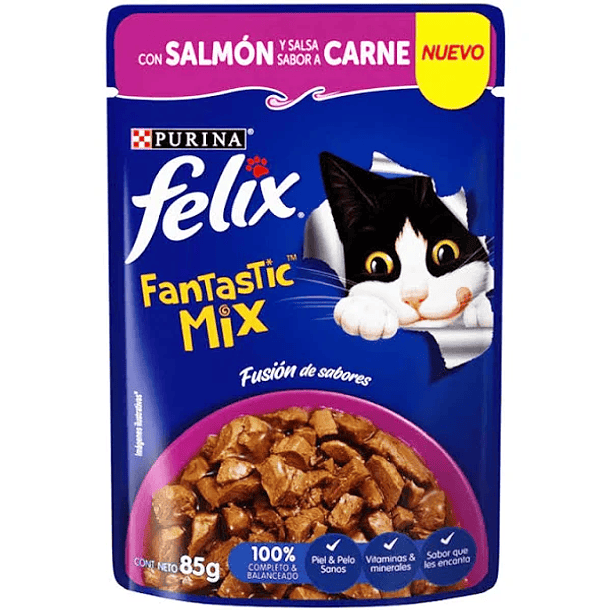 FELIX FANTASTIC MIX SALMON Y SALSA SABOR CARNE 85 g 