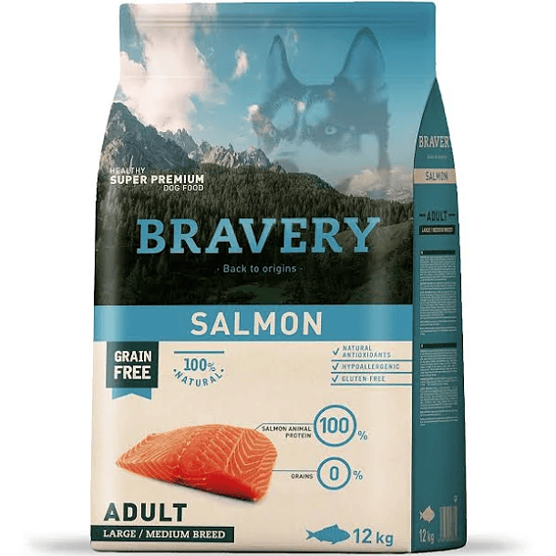 BRAVERY SALMON ADULT MEDIUM / LARGE 12 KG 