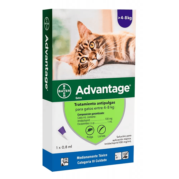 ANTIPARASITARIO ADVANTAGE GATO 4 A 8 KG 0.8 ml 