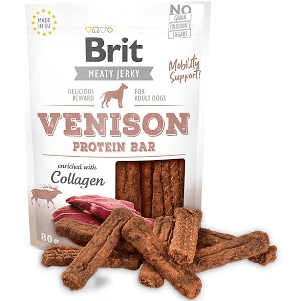 BRIT JERKY SNACK VENISON PROTEIN BAR 80 g 