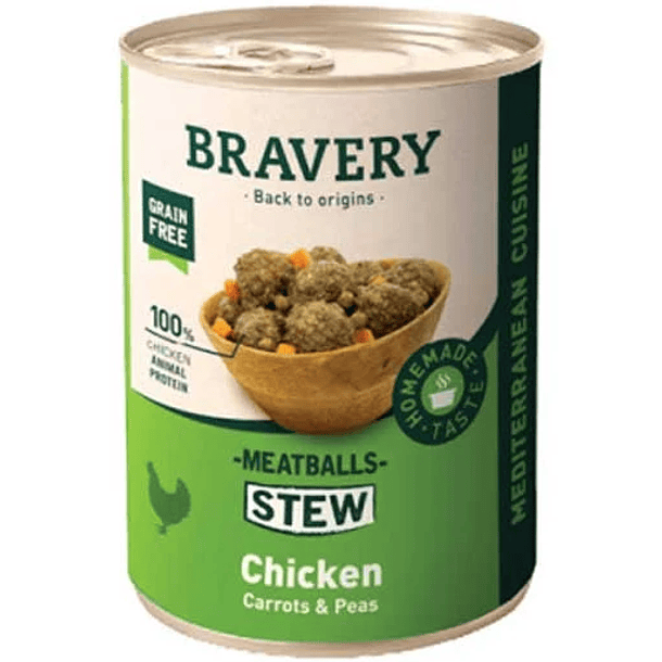 LATA BRAVERY MEATBALLS STEW CHICKEN DOG WET FOOD 415 g 