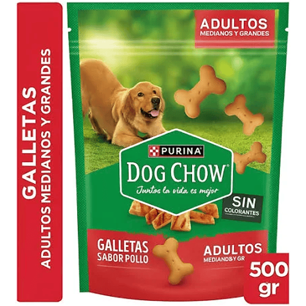 GALLETAS DOG CHOW ADULTOS MEDIANOS Y GRANDES SABOR POLLO 500 g 