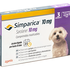 SIMPARICA 10 MG 2.5 A 5 KG 3 COMPRIMIDOS