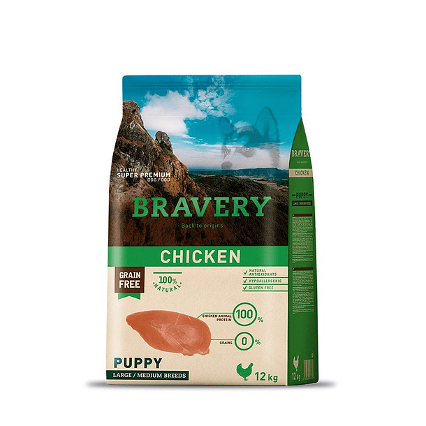BRAVERY CHICKEN PUPPY MEDIUM / LARGE 12 KG 