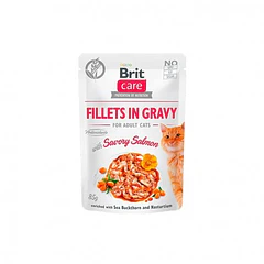 SOBRES HUMEDOS BRIT CARE CAT FILLETS IN GRAVY WITH SAVORY SALMON 85 g