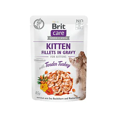 SOBRES HUMEDOS BRIT CARE CAT KITTEN FILLETS IN GRAVY WITH TENDER TURKEY 85 g