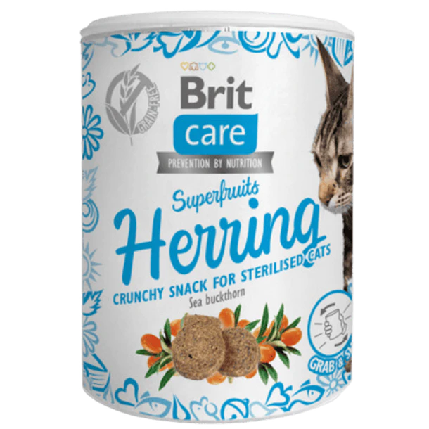 BRIT CARE CAT SNACK SUPERFRUITS HERRING FOR STERILIZED 100 g 