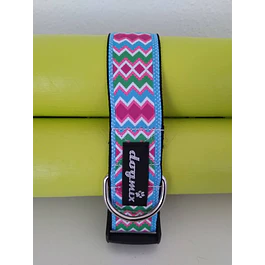 Coleira Geométrico azul - largura 4 cm