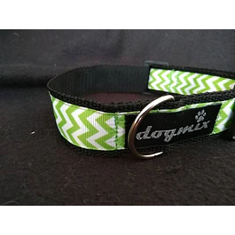 Coleira Zig Zag verde - largura de 3 cm