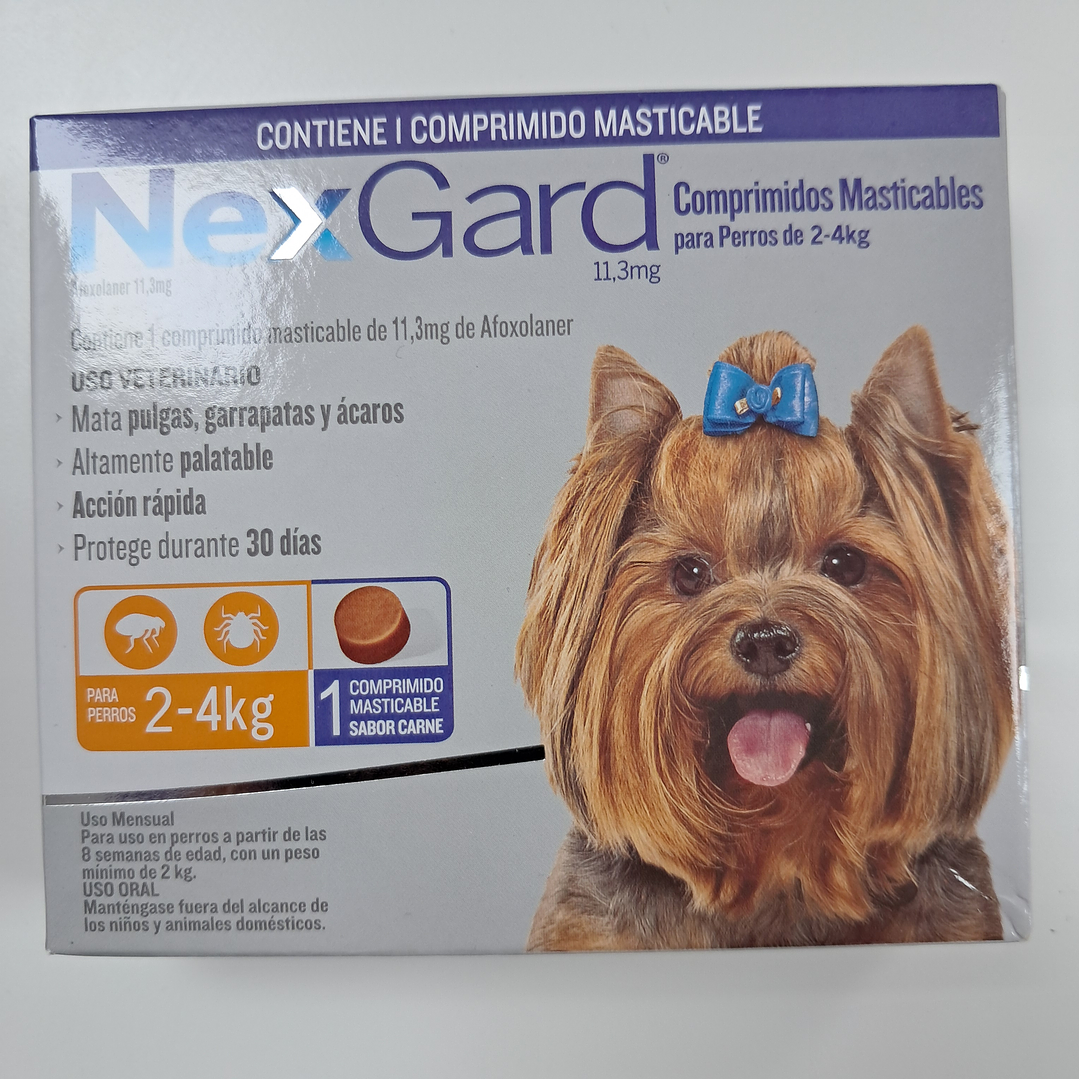 ANTIPARASITARIO EXTERNO NEXGARP 1 COMPRIMIDO 2-4 KG  1
