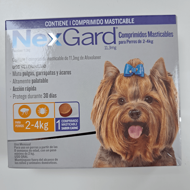 ANTIPARASITARIO EXTERNO NEXGARP 1 COMPRIMIDO 2-4 KG  1