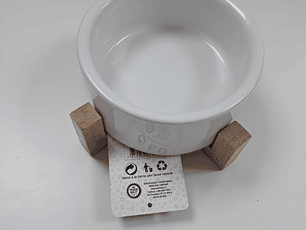 PLATO CERAMICO CON BASE DE MADERA 11,5 *5 CM 