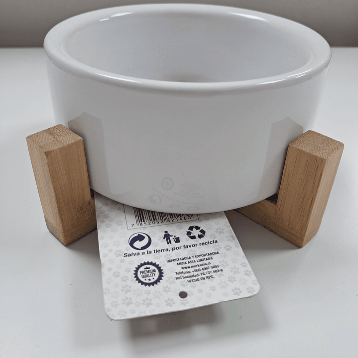 PLATO CERAMICO CON BASE DE MADERA 11,5 *5 CM  2