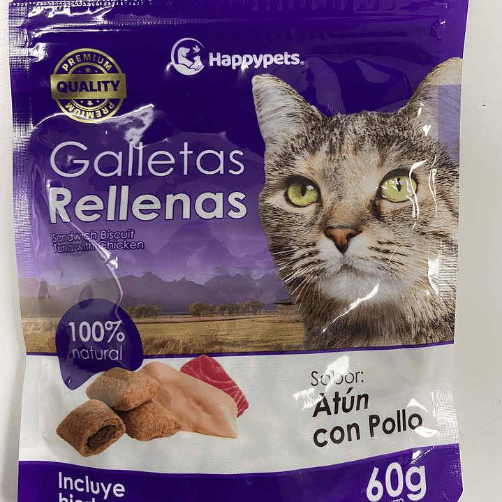 GALLETA RELLENA SABOR ATÚN CON POLLO Y CATNIP 60 GR  1