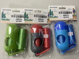 DISPENSADOR DE BOLSAS DE DESECHOS + 2 ROLLOS DE BOLSAS .