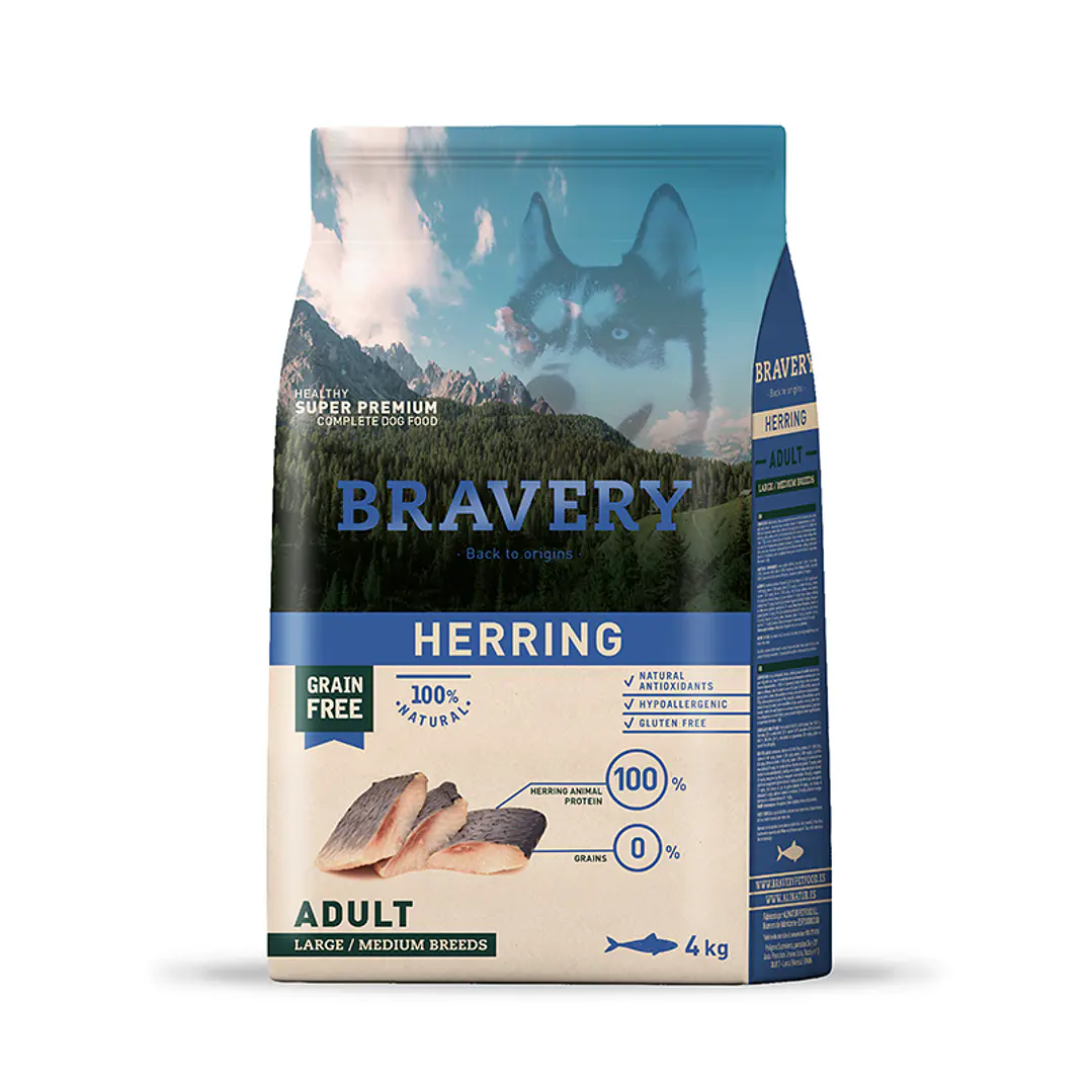 Bravery Herring Adulto Large/Medium Breeds 4 kg. 1