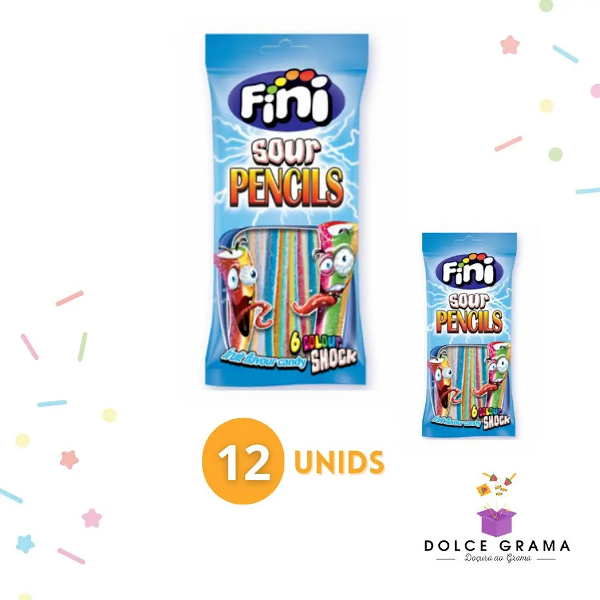 Tubos Pencils Multi frutos Ácidos Fini 90 grs