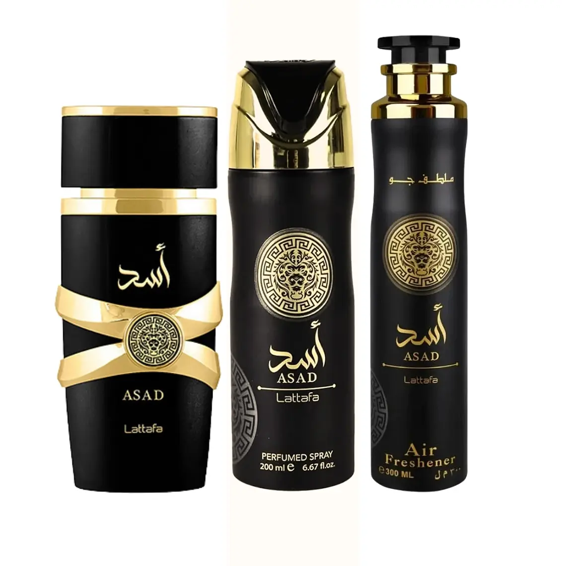 Lattafa Asad Eau de Parfum 100ml + Air Freshner 300 ml + Perfumed Spray 200ml 2