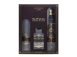 Lattafa Bade'e Al Oud Amethyst Unissexo Eau de Parfum 100ml + Air Freshner 300 ml + Perfumed Spray 200ml